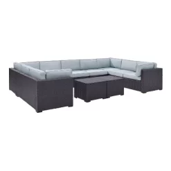 Biscayne 7pc Outdoor Wicker Sectional Set With 2 Coffee Tables - Mist - Crosley -Outdoor Furniture Store GUEST 5c1d3e69 1572 421b 8b60 2ce772949b4d