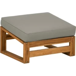 Galia 2pc Square Leg Acacia Wood Chair And Ottoman With Cushions - Brown - Saracina Home -Outdoor Furniture Store GUEST 5c6ac659 1ca2 40a2 b2a8 c48f709d346f