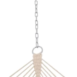 Sunnydaze Decor Sunnydaze Polycotton 2-Person Hammock With Curved Bamboo Foldable Spreader Bars - 450 Lb Weight Capacity - Neutral Stripe -Outdoor Furniture Store GUEST 5c886bb5 6015 4bde 96d2 ceb1b4a9a6b4