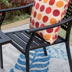 7pc Outdoor Dining Set With Steel Chairs & Large Metal Rectangle Table With Umbrella Hole - Captiva Designs -Outdoor Furniture Store GUEST 5cb20bbf fc36 405b 9feb 60f9db1feb15