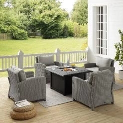 Bradenton 5pc Wicker Conversation Set With Fire Table - Gray - Crosley -Outdoor Furniture Store GUEST 5cbecaed 3fca 41a0 bd63 e803d8d379af
