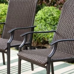 5pc Patio Dining Set With Rattan Arm Chairs & Square Faux Wood & Steel Tabletop - Captiva Designs -Outdoor Furniture Store GUEST 5ceee6ee f6ea 43e3 b2e7 b87938e287bd 1