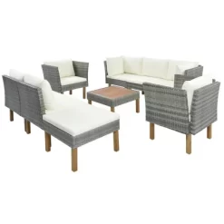 9pc Wicker & Acacia Wood Patio Conversation Set With Cushions - Beige - GODEER 13 9pc Wicker & Acacia Wood Patio Conversation Set With Cushions - Beige - GODEER -Outdoor Furniture Store GUEST 5d03d936 4316 4b76 acf3 68e5cacd6224