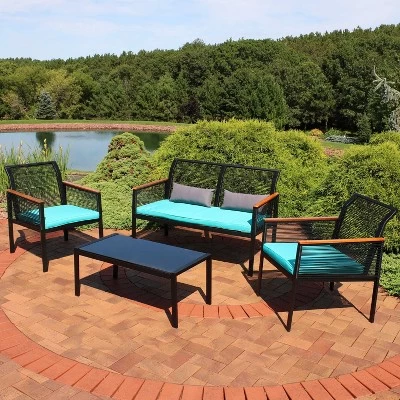 Sunnydaze Decor Sunnydaze Outdoor Rattan Coachford Patio Conversation Furniture Set With Loveseat, Chairs, Seat Cushions, And Coffee Table - 4pc 3 Sunnydaze Decor Sunnydaze Outdoor Rattan Coachford Patio Conversation Furniture Set With Loveseat, Chairs, Seat Cushions, And Coffee Table - 4pc