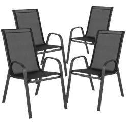 Emma And Oliver Three Piece Patio Table Set With Square Metal Frame Table With Tempered Glass Top And Two Flex Comfort Stacking Chairs -Outdoor Furniture Store GUEST 5d471a4d 5571 4e5a b24e 050268ed81ac