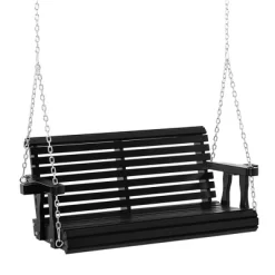 Outsunny 46" 2-Person Porch Swing Wooden Patio Swing Bench With Cup Holders, Slatted Design, & Chains Included, 440lb Weight Capacity -Outdoor Furniture Store GUEST 5db45a2b 4aa1 4ba7 957f 0ef713ff9dfb