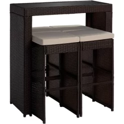 Teal Island Designs Modern Rattan Rectangular Outdoor Bar Table And Chairs Furniture 39 1/2" X 19 3/4" Dark Brown For Front Porch Patio 15 Teal Island Designs Modern Rattan Rectangular Outdoor Bar Table And Chairs Furniture 39 1/2" X 19 3/4" Dark Brown For Front Porch Patio -Outdoor Furniture Store GUEST 5dc2967d 3208 4a97 873f 7e6ff419fb44