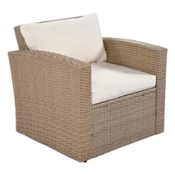 4pc Outdoor Wicker Conversation Set With Cushions - Beige - GODEER -Outdoor Furniture Store GUEST 5df76c1f 0768 422c 8f80 2d9e89400452