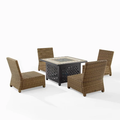 Bradenton 5pc Outdoor Wicker Armless Chair & Fire Table Set - Crosley 10 Bradenton 5pc Outdoor Wicker Armless Chair & Fire Table Set - Crosley - Image 8