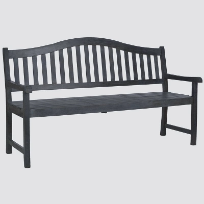 Cannes Wood 4-Seater Patio Bench With Pop-Up Table - Gray - Safavieh 4 Cannes Wood 4-Seater Patio Bench With Pop-Up Table - Gray - Safavieh - Image 2