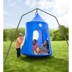 HearthSong Extra Large Nylon Family HugglePod HangOut Hanging Tent With Quilted Floor Mat And LED Lights -Outdoor Furniture Store GUEST 5e9d4dec c187 4d5c b93a cd11b064d566