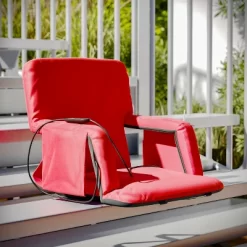 Emma And Oliver Portable Heated Reclining Stadium Chair With Armrests, Heated Padded Back & Heated Seat With Dual Storage Pockets And Backpack Straps