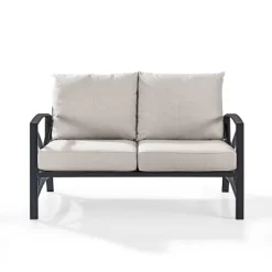 Kaplan Outdoor Metal Loveseat - Oatmeal/Bronze - Crosley -Outdoor Furniture Store GUEST 5eb0c3a2 ab57 4759 aed9 5f5f77b50c4a