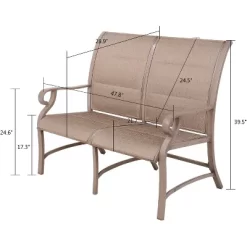 Aluminum Bench Chair With Streamlined Armrests For 2 Persons - Natural - WELLFOR -Outdoor Furniture Store GUEST 5f253a89 2f8c 48fc 804c d889dc4b01de