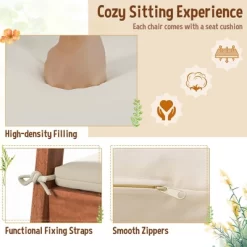 Costway Outdoor Dining Chair Patio Solid Wood Chairs With Comfortable Cushions -Outdoor Furniture Store GUEST 5f26f893 c7ae 472a 9510 0672c9358636