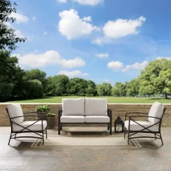 Crosley 3pc Kaplan Steel Outdoor Seating Furniture Set With Loveseat & 2 Chairs Oatmeal -Outdoor Furniture Store GUEST 5f3aacc4 24d5 43ee b647 c1b45a891653