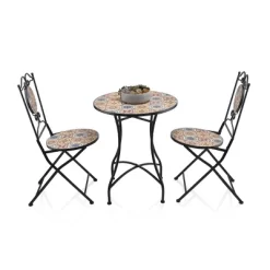 3pc Mediterranean Tile Design Indoor/Outdoor Table And Chairs Patio Set - Alpine Corporation -Outdoor Furniture Store GUEST 601042cb 4bf5 4ba8 86d0 0319b58dfb33