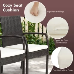 Costway 5PCS Patio Dining Set Cushion Armchairs Acacia Wood Table With Umbrella Hole -Outdoor Furniture Store GUEST 60527d06 ddbc 4b5d 81da 636a2f6236fb 1