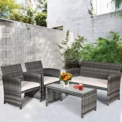 Tangkula 4 PCS Patio Wicker Furniture Outdoor Rattan Chairs W/Cushions -Outdoor Furniture Store GUEST 606645a0 8b1e 4a17 b501 237ccabf5c93