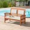 Lyndon Eucalyptus Wood 2 Seat Outdoor Bench With Cushions - Light Brown - Alaterre Furniture -Outdoor Furniture Store GUEST 60841c31 7bf9 46e9 b0a1 b742c66bfe40