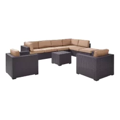 Biscayne 7pc Outdoor Wicker Sectional Set With Arm Chairs & Ottoman - Mocha - Crosley -Outdoor Furniture Store GUEST 609cc954 7c5b 478b b895 3ee60f1ddea7