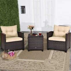 Costway 3PCS Patio Rattan Furniture Set Cushioned Conversation Set Sofa 26 Costway 3PCS Patio Rattan Furniture Set Cushioned Conversation Set Sofa -Outdoor Furniture Store GUEST 6117da74 f9ea 4205 af71 7f2026caa16c
