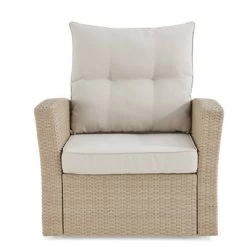 All-Weather Wicker Canaan Outdoor Armchair With Cushions Brown - Alaterre Furniture