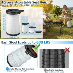 Costway 3-Piece Folding Table Stool Set With A Camping Table & 2 Retractable LED Stools -Outdoor Furniture Store GUEST 629256db fdc0 4a9a 89c9 1278f638d49b