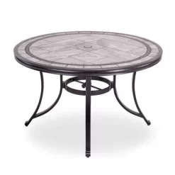 Outdoor Cast Aluminum Round Dining Table - Bronze - WELLFOR