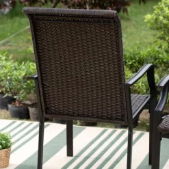 5pc Patio Dining Set With Rattan Arm Chairs & Square Faux Wood & Steel Tabletop - Captiva Designs -Outdoor Furniture Store GUEST 6324168c 1f06 41f8 835d c4b88b25871f 1