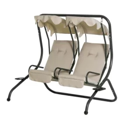Outsunny Modern 2-Seater Outdoor Patio Swing Chair, Porch Seats With Cup Holder And Removeable Canopy -Outdoor Furniture Store GUEST 63274c48 bca3 4eb1 9444 957b2685f760