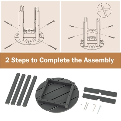 Costway Patio 18'' Adirondack Round Side Table All Weather HDPE End Table Outdoor Grey 10 Costway Patio 18'' Adirondack Round Side Table All Weather HDPE End Table Outdoor Grey - Image 8