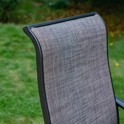 7pc Outdoor Dining Set With Swivel Sling Chairs & Large Metal Rectangle Table With Umbrella Hole - Gray - Captiva Designs 10 7pc Outdoor Dining Set With Swivel Sling Chairs & Large Metal Rectangle Table With Umbrella Hole - Gray - Captiva Designs - Image 8