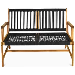 Costway 2-Person Patio Acacia Wood Bench Loveseat Chair Garden Furniture BlackGreyTurquoise -Outdoor Furniture Store GUEST 640dbd3b 4016 48af 88c5 bd179ade4af5