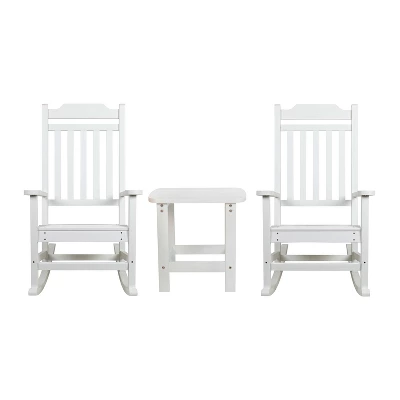 Emma And Oliver Set Of 2 Indoor/Outdoor Poly Resin Rocking Chairs With Side Table 14 Emma And Oliver Set Of 2 Indoor/Outdoor Poly Resin Rocking Chairs With Side Table - Image 12