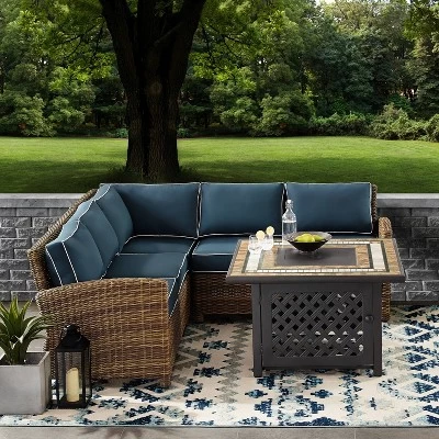 Bradenton 4pc Outdoor Wicker Sectional Set With Fire Table - Crosley 4 Bradenton 4pc Outdoor Wicker Sectional Set With Fire Table - Crosley - Image 2