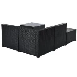 5pc Wicker Patio Sectional Seating Set With Cushions - Black/Blue - GODEER -Outdoor Furniture Store GUEST 64e8939e 7934 416c a5a8 6e03534b3e6e