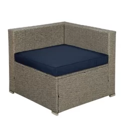 5pc Outdoor Rattan Wicker Sectional Conversation Set With Cushions - Gray/Navy - GODEER -Outdoor Furniture Store GUEST 653cf01e 13f4 4128 ac95 e5b299999163
