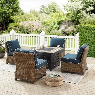Bradenton 5pc Outdoor Wicker Armless Chair & Fire Table Set - Crosley 5 Bradenton 5pc Outdoor Wicker Armless Chair & Fire Table Set - Crosley - Image 3