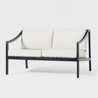Saracina Home Mid-Century Modern Slatted Acacia Outdoor Bench With Cushions 5 Saracina Home Mid-Century Modern Slatted Acacia Outdoor Bench With Cushions - Image 3