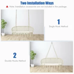 Costway 2 Person Hanging Hammock Chair With Cushion Macrame Swing 330 Lbs Capacity -Outdoor Furniture Store GUEST 6669565d efd9 4748 b0c8 c4eb51eb1720