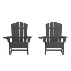 Flash Furniture Newport HDPE Adirondack Chair With Cup Holder And Pull Out Ottoman, All-Weather HDPE Indoor/Outdoor Chair -Outdoor Furniture Store GUEST 6675ae28 c4b1 441b 859b 1ac644096e89