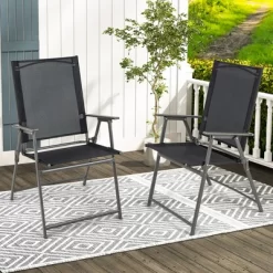 Costway 4pcs Patio Folding Portable Dining Chairs Metal Frame Armrests Garden Outdoor -Outdoor Furniture Store GUEST 67452664 b7ad 45ba b050 a701795aeadd