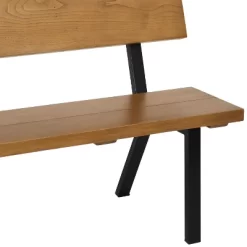 Sunnydaze Decor Sunnydaze European Chestnut Indoor/Outdoor Patio Bench With Powder-Coated Steel Frame - 59" W X 21" D X 33.75" H -Outdoor Furniture Store GUEST 67845859 65c4 4c6d 838b 2f2c60baa06b