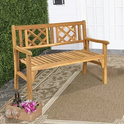 Costway Patio Outdoor Solid Wood Bench Folding Loveseat Chair Park Garden Deck Furniture 7 Costway Patio Outdoor Solid Wood Bench Folding Loveseat Chair Park Garden Deck Furniture - Image 5