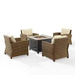 Bradenton 5pc Outdoor Wicker Arm Chair & Fire Table Set - Crosley -Outdoor Furniture Store GUEST 689239dc eb30 45d4 b981 9137d8d9c98a