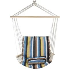 Northlight 37" Brown And Yellow Striped Outdoor Hammock Chair With Pillow