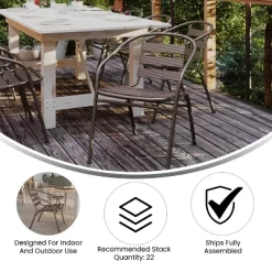 Emma And Oliver 27.5'' Square Aluminum Indoor-Outdoor Table Set With 4 Slat Back Chairs -Outdoor Furniture Store GUEST 6a2472a7 21de 4dc0 ac15 280f392195e1