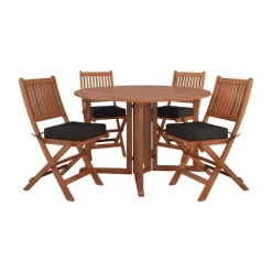 5pc Outdoor Folding Dining Set - Natural - CorLiving