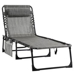 Outsunny Reclining Chaise Lounge Chair, Portable Sun Lounger, Folding Camping Cot, With Adjustable Backrest And Removable Pillow, For Patio, Garden, Beach -Outdoor Furniture Store GUEST 6abe1f07 8eda 4d4f 87f2 10fc579f12f5